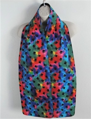 Adult Bib/Dinner Scarf - Tie Dye Paw Prints