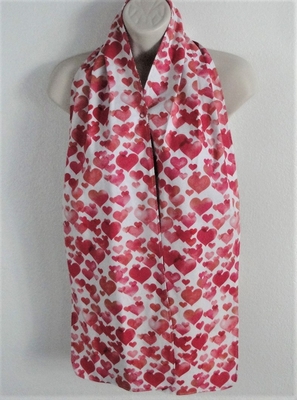 Adult Bib/Dinner Scarf - Red Washed Hearts