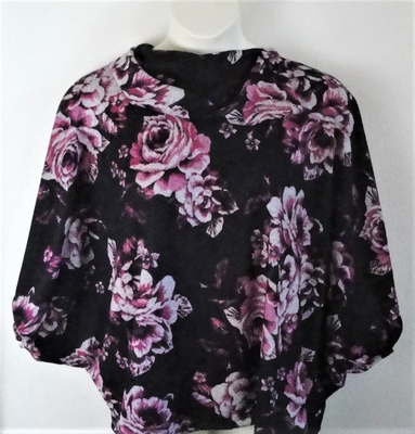 Pink/Black Floral Side Opening Post Surgery Sweater - Emily