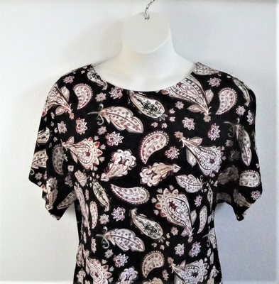 Black/Rust Paisley Rayon Post Surgery Shirt - Tracie