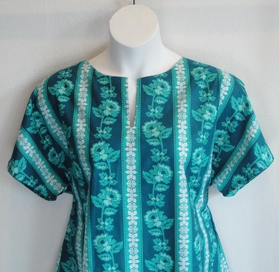 Turquoise Floral Stripe Post Surgery Shirt - Gracie