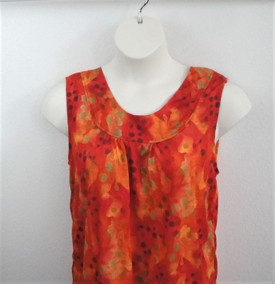 Orange Batik Bubbles Poly Knit Post Surgery Shirt