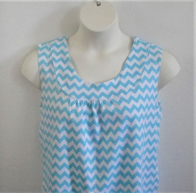 Aqua/White Chevron Cotton Post Surgery Shirt - Sara