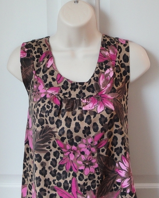 Pink/Brown Floral Cotton Post Surgery Shirt - Clearance - Sara