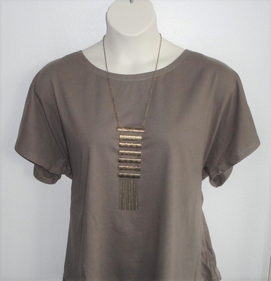 Taupe Brown Cotton post surgery shirt for shoulder surgery