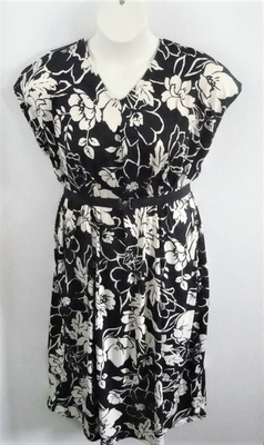 Randi Dress - Black/Cream Floral Brushed Poly Knit | Dresses