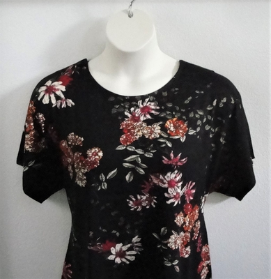 Rust/Peach/Black Floral Rayon Post Surgery Shirt