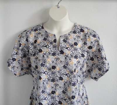 Navy/Yellow Floral Cotton Post Surgery Shirt - Gracie