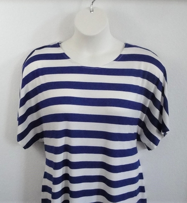 Royal Blue Stripe Rayon Post Surgery Shirt - Style Tracie