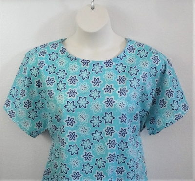 Aqua/Royal Floral Post Surgery Shirt - Gracie