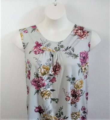 Tan Floral Rayon Post Surgery Shirt - Sara