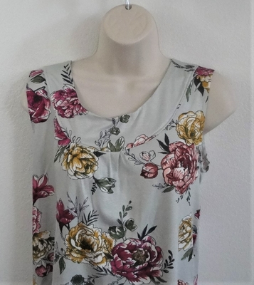 Mint Floral Rayon Post Surgery Shirt - Sara