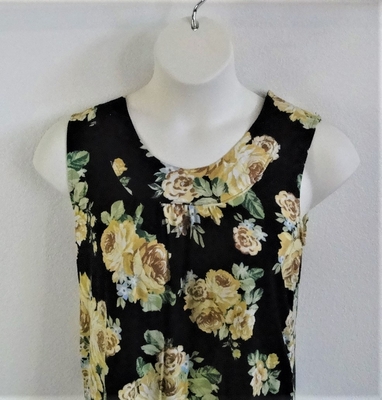 Yellow/Black Floral Rayon Post Surgery Shirt - Sara