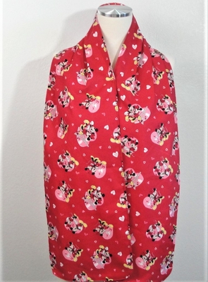 Adult Bib/Dinner Scarf - Red Mickey/Minnie Love