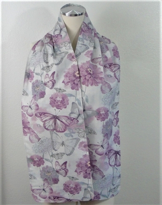 Adult Bib/Dinner Scarf - Purple/Gray Butterfly