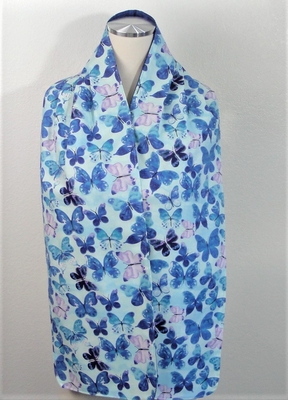 Adult Bib/Dinner Scarf - Blue/Purple Butterfly