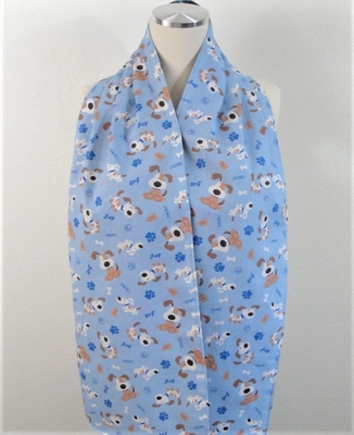 Adult Bib/Dinner Scarf -  Light Blue Pup Dogs