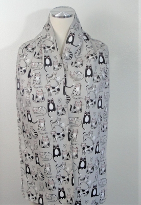 Adult Bib/Dinner Scarf - Gray Cats