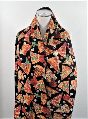 Adult Bib/Dinner Scarf - Black Pizza