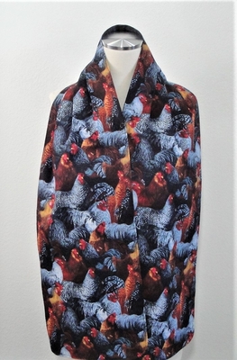 Adult Bib/Dinner Scarf - Black Chickens