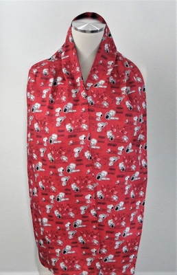 Adult Bib/Dinner Scarf - Red Snoopy / Linus with Piano