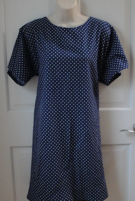 Navy with Yellow Dot Flannel Post Surgery Gown - Orgetta