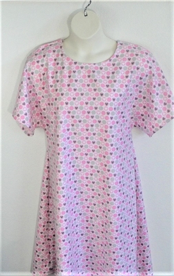 Pink /Gray Heart Flannel Post Surgery Nightgown - Orgetta - Second