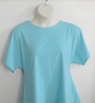 Aqua cotton knit shirt for rotator cuff surgery, shoulder replacement or breast cancer