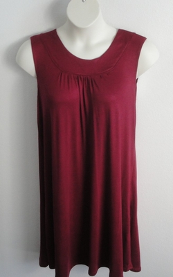 Burgundy Rayon Knit Post Surgery Nightgown - Heidi