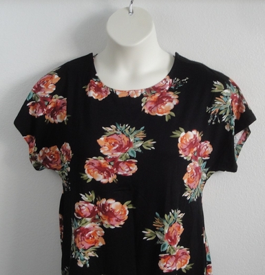 Rust/Peach/Black Floral Rayon Post Surgery Shirt