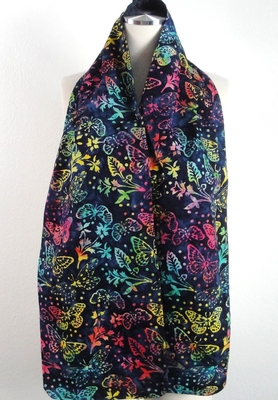 Adult Bib/Dinner Scarf - Butterflies on Navy Batik