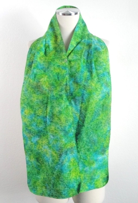 Adult Bib/Dinner Scarf - Green/Blue Floral Batik