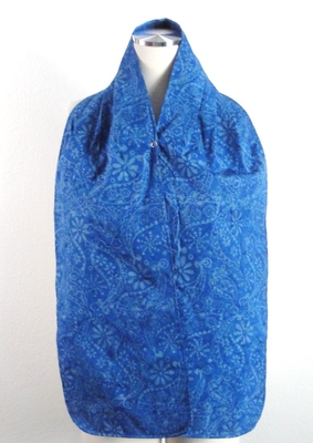 Adult Bib/Dinner Scarf - Blue Floral Paisley Batik