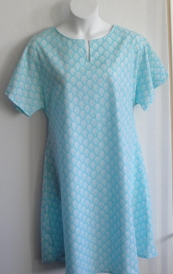 Erin Nightgown - Aqua Fleur | Woven Fabric Gowns