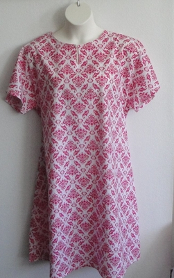 Pink/White Geometric Post Surgery Nightgown - Erin