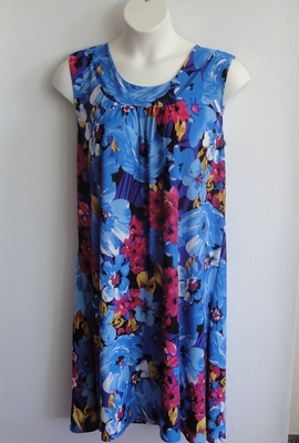 Heidi Nightgown - Large Blue/Pink Floral Jersey (S & M only) | Sleeveless Gowns
