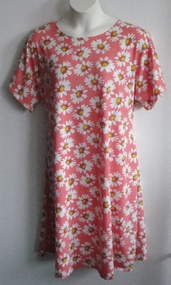 Orgetta Nightgown - Coral Daisy Cotton Knit | Knit Gowns