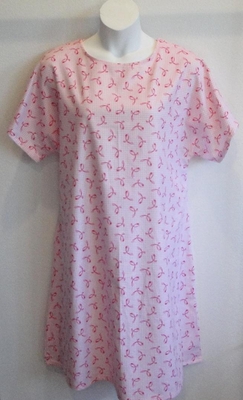 Pink Ribbon Gingham Post Surgery Gown - Orgetta