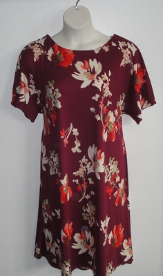 Orgetta Nightgown - Burgundy Floral Brushed Rayon Knit | Knit Gowns