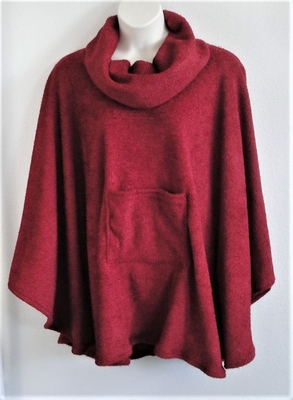 Chenille Fleece Riley Cape/Poncho - Dark Red