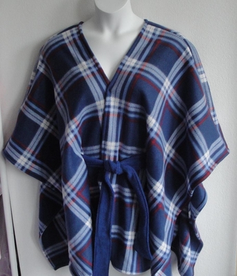 Shandra FLEECE Cape - Blue/Red Plaid | Outerwear/Capes