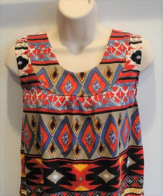 Sara Shirt - Red Aztec Cotton Knit | Cotton/Rayon Blend