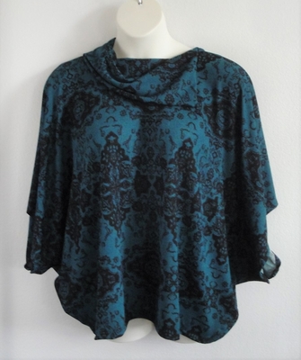 Dark Teal Geo Side Opening Sweater - Emily