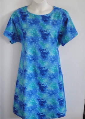 Blue/Green Stars Flannel Nightgown - Orgetta