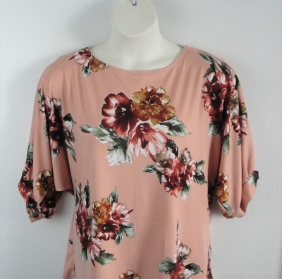 Peach/Rust Floral Post Surgery Shirt - Libby