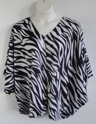 Black/White Zebra Post Surgery Side Opening Shirt - Kiley