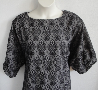 Libby Shirt - Black/Gray Lace Fleur Rayon/Spandex | 3/4 Sleeve Shirts