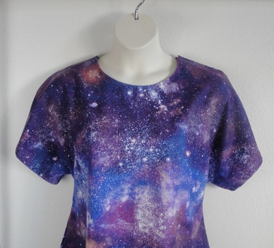 Blue/Purple Galaxy Flannel Post Surgery Shirt - Tracie