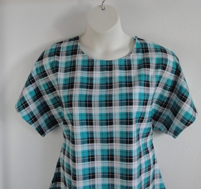 Teal/Black Plaid Flannel Post Surgery Shirt - Tracie