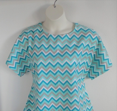 Teal Chevron Flannel Post Surgery Shirt - Tracie